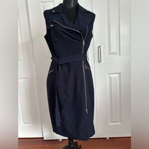 Classy fully lined Calvin Klein off centre zipper dress